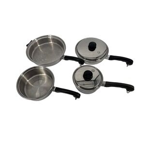 Saladmaster Cookware Set 6pc Silver 18-8 Tri-Clad Stainless Steel Vapo-Lids MCM